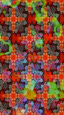 Kırmızı ve kahverengi renkte çiçekler. Sevimli çiçek raster deseni. Renkli Bahar Teması eskiz kalıbı. Düz Çiçek Elementleri Tasarımı.