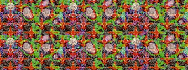 Güzel kumaş deseni. Raster Illustrasyon 'daki Çiçek Deseni' nin son moda çizimi. Düz Çiçek Elementleri Tasarımı. Renkli Yaz Teması çizim şablonu.