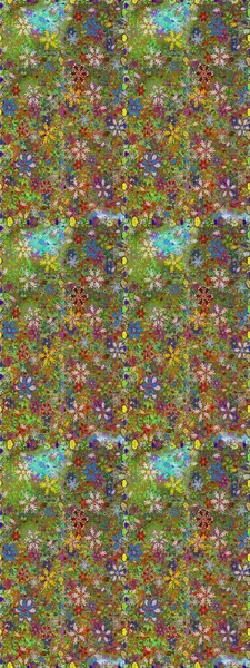 Raster - stok. Yeşil ve kahverengi çiçekli kusursuz desen, suluboya çiçek deseni, sevimli çiçek, duvar kağıdı, kart veya kumaş için fayanslı.