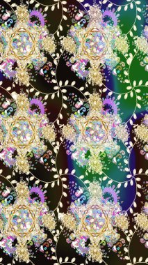 Kıvırcık, parlak örgü. Raster illüstrasyonu. Çiçek çelengi. Desen, çizim, çiçek sınırı. Eski moda arka plan. Güzel, pürüzsüz kumaş, tuval..