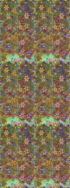 Suluboya, elle çizilmiş. Kusursuz bir arka plan modeli. Raster - stok. Vadinin çiçekleri kahverengi ve yeşil renklerde.