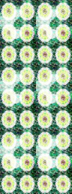 Yeşil renkli çiçekler. Hediye ambalaj kağıdı, tebrik kartları, posterler ve pankart tasarımı. Raster düz çiçek çizim deseni.