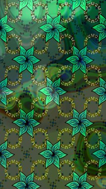 Vadinin yeşil renkli çiçekleri. Çiçeksel çizim kalıbının çizimi.