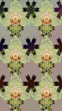 Çiçek deseni. Düz Çiçek Elementleri Tasarımı. Chichi 'nin kumaş kalıbını çiz. Renkli Bahar Teması eskiz kalıbı. Raster illüstrasyonu.