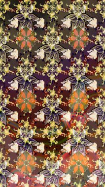 Kumaş desenli papatya çiçeği detayı. Kahverengi renkte çiçekler.