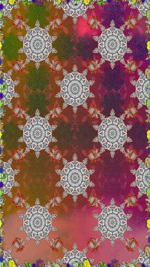 Raster illüstrasyonu. Kahverengi ve gri renklerde. Anti-stres için Raster soyut şablon sayfası.