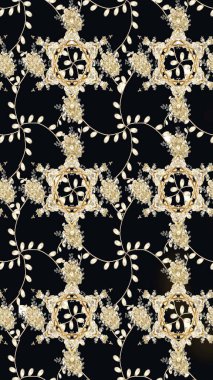 Siyah renkte güzel çiçekler, suluboya desenli, duvar kağıdı, kart ya da kumaş için fayanslı eskizler. Raster..