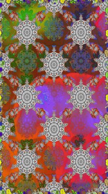 Kahverengi ve gri renklerde. Raster deseni. Küçük çiçekteki sevimli çiçek deseni. Soyut çiçek desensiz arkaplan. Raster illüstrasyonu.