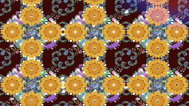 Zentangle soyut çiçekleri. Düz Çiçek Elementleri Tasarımı. Karalama çiçeği. Renkli Bahar Teması eskiz kalıbı. Güzel kumaş deseni. Raster illüstrasyonu.