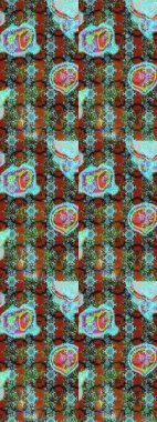 Mavi ve kahverengi renkte çiçekler. Çiçekli karalama şeklinde Raster çiçek deseni. Nazik, narin çiçek arkaplanı.