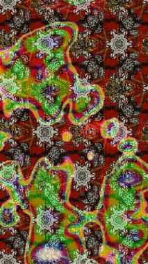 Parlak renkli çiçekleri olan ve kahverengi ve yeşil renkli yaprakları olan harika bir çiçek deseni. Moda baskıları için zarif bir şablon. Halk tarzı. Modern çiçek arkaplanı.