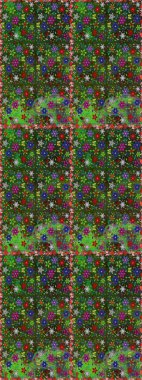 Renkli Yaz Temalı Kusursuz Arkaplan. Düz Çiçek Elementleri Tasarımı. Raster Illustrasyon 'da moda olmayan çiçek deseni. Güzel kumaş deseni.