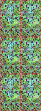 Yeşil ve mavi renkte çiçekler. Düz Çiçek Elementleri Tasarımı. Renkli Yaz Temalı Kusursuz Arkaplan. Sevimli çiçek raster deseni.