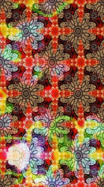 Kırmızı ve siyah renklerde. Raster illüstrasyonu. Kırmızı ve siyah renkte kırmızı ve siyah papatyalar..