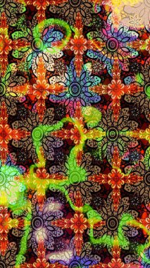 Renkli Bahar Teması eskiz kalıbı. Sevimli çiçek raster deseni. Düz Çiçek Elementleri Tasarımı. Siyah ve kahverengi renkte çiçekler.