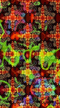 Kumaş desenli papatya çiçeği detayı. Siyah ve kahverengi renkte çiçekler.