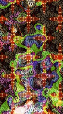 Düz Çiçek Elementleri Tasarım Raster illüstrasyonu. Çiçek desenli eskiz. Kahverengi ve siyah renkli çiçekler. Renkli Bahar Teması çizim şablonu.