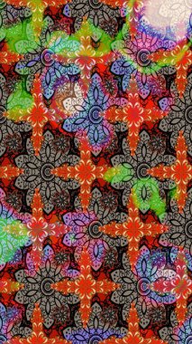 Raster illüstrasyonu. Renkli Bahar Teması eskiz kalıbı. Düz Çiçek Elementleri Tasarımı. Kahverengi ve bej renkli çiçekler. Çiçekli çiçek deseni, suluboya..