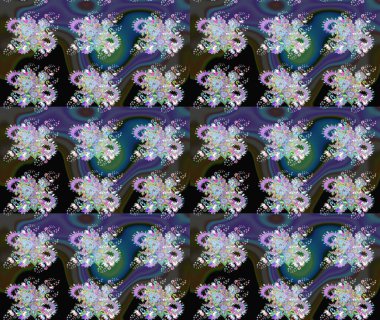 Çiçekler suluboya eskiz deseni. Raster Stili kumaş deseni.