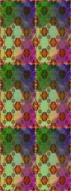 Patlayan çiçekler soyut olarak yerleştirilmiş. Raster deseni. Raster illüstrasyonu. Yeşil ve kahverengi renklerde bahar çiçekleri..