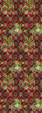 Düz Çiçek Elementleri Tasarımı. Çiçekler kırmızı, kahverengi ve gri renklerde. Renkli Bahar Teması eskiz kalıbı. Raster illüstrasyonunda çiçek deseni çizimi.