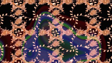 Raster illüstrasyonu. Çiçek desenli eskiz, darbeler, sıçramalar, yaz çiçekleri. Siyah, kahverengi ve bej renkli çiçekler.