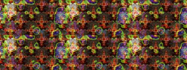 Küçük çiçekteki sevimli çiçek deseni. Kahverengi ve siyah renklerde. Raster deseni. Raster illüstrasyonu. Soyut çiçek çizim kalıbı arkaplanı.