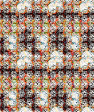 Raster illüstrasyonu. Tarafsız renklere karalamalar çizilmiş çiçek deseni.