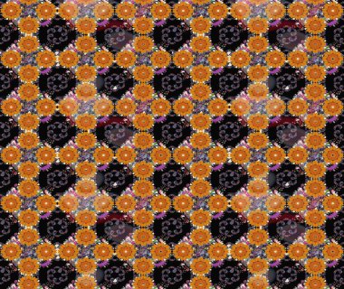 Eskiz tarzı turuncu renkler. Raster illüstrasyonu. Raster illüstrasyonu. Şirin karalamalı çiçek desenli çizim. El yapımı çiçek ve bitki koleksiyonu.