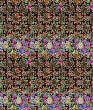 Çiçekler suluboya eskiz deseni. Raster Stili kumaş deseni.