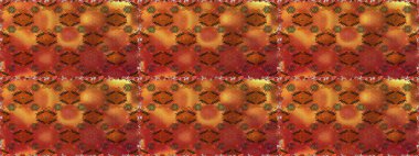 Çok turuncu ve kahverengi zarif küçük çiçekler ve turuncu ve kahverengi renkli komik böcekler, raster desen, illüstrasyon.