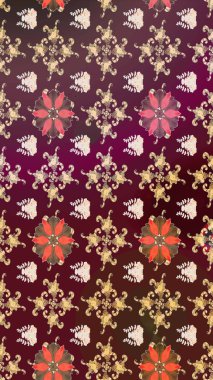 Raster illüstrasyonundaki çiçek desenli çizim. Kahverengi renkte çiçekler.