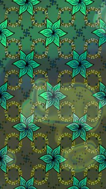 Yumuşak, yeşil renkli bahar çiçekleri. Yaprak ve çiçeklerin suluboya resimleri, yeşil renkte çizimler. Raster illüstrasyonu.