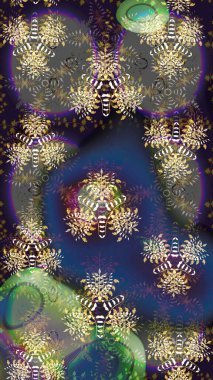 3D çiçekler, eskiz. Gri renklerde. Raster illüstrasyonu.