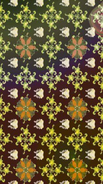 Kahverengi renkli bitkilerden oluşan parlak çiçekli çizim deseni.