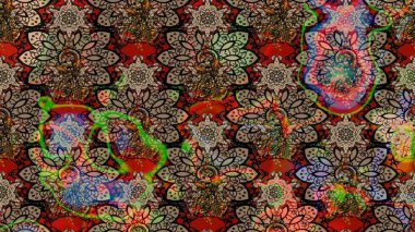 Soyut etnik raster çizim kalıbı. Çiçekler. Vadinin bej renkli çiçekleri.