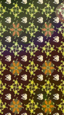 Kahverengi renkli bitkilerden oluşan parlak çiçekli çizim deseni.