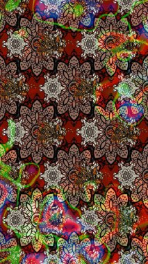 Raster illüstrasyonundaki çiçek desenli çizim. Kahverengi renkte çiçekler.