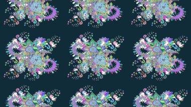 Mavi renkli çiçekler. Raster düz çiçek çizim deseni. Tasarım hediye paketi, tebrik kartları, posterler ve afiş tasarımı.