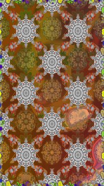 Blossoming background for printing on fabric, wallpaper and paper. Bright bouquets on a fashion grunge background. Cute seamless pattern with a small flower in a vintage style. Raster illustration.