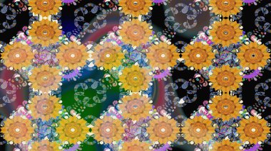 Güzel eskiz şekli. Güzel kumaş deseni. Düz Çiçek Elementleri Tasarımı. Raster çiçekli arka plan. Renkli Yaz Temalı eskiz kalıbı. Yazdır.