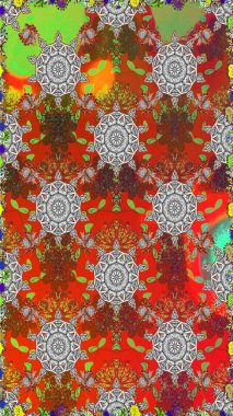 Kahverengi ve gri renklerde etnik çiçeklerle kusursuz bir desen. Raster Çiçek İllüstrasyonu güzel tekstil..