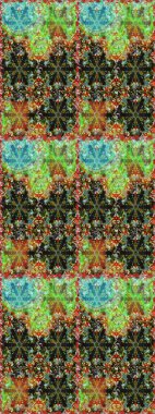 Dekoratif simetri arabesk. Kusursuz ortaçağ çiçek deseni. Raster illüstrasyonu. Doğum günü kartı, davetiye ya da afiş için iyidir. Yeşil renkte altın.