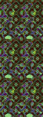 Raster illüstrasyonu. Yeşil renklerde. Çiçek buketleriyle klasik tarzda eskiz deseni.