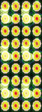 Çiçek desenli eskiz, darbeler, sıçramalar, yaz çiçekleri. Raster illüstrasyonu. Sarı renkte çiçekler.