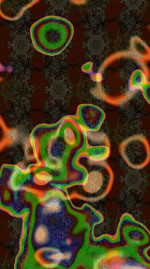 Kahverengi ve gri renkli çiçekler. Asya tekstil tarzında. Raster illüstrasyonu. Çiçek desenli çizim. Raster illüstrasyonu.