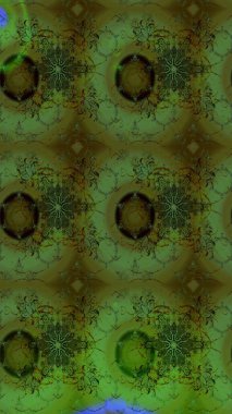 Şirin çiçek elementleri. Raster illüstrasyonu. Robot resim. Yeşil ve gri renkte çiçekler.