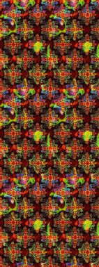 Siyah ve kahverengi renkli şirin çiçek desenleri. Raster Modaya uygun kumaş deseni. Düz Çiçek Elementleri Tasarımı. Renkli Bahar Teması çizim şablonu.