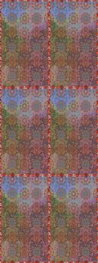 Çiçeksiz desenli nakış işlemeli gelincikler ve vadideki zambaklar. Tekstil tasarımı için kahverengi ve nötr renklerde geleneksel halk çiçekleri buketi.