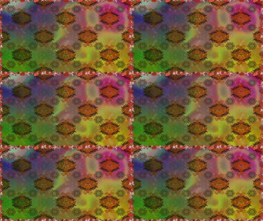 Şirin çiçekli, desenli, kahverengi ve yeşil renklerde renksiz desenler. Tekstil için dikişsiz suluboya desen. El çizimi çiçek pürüzsüz desen (taş)).